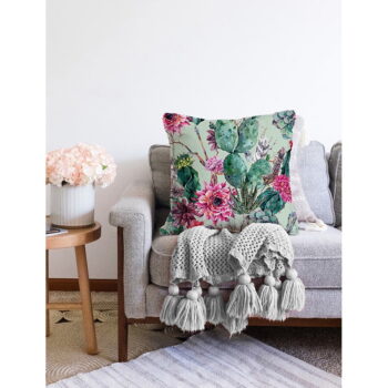 Zelená obliečka na vankúš s prímesou bavlny Minimalist Cushion Covers Cactus, 55 x 55 cm - Image 3
