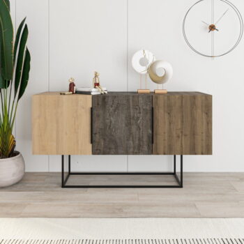 Nízka komoda v dekore duba v hnedo-prírodnej farbe 150x80 cm Titan – Marckeric - Image 7