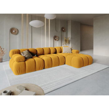 Žltá zamatová pohovka 285 cm Bellis – Micadoni Home - Image 7