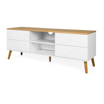 Biely TV stolík s detailmi v dekore dubového dreva Tenzo Dot, šírka 162 cm - Image 3