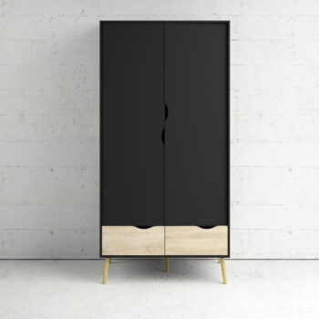 Čierna šatníková skriňa Tvilum Oslo, 99 x 200 cm - Image 9
