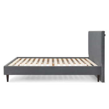 Tmavosivá menčestrová dvojlôžková posteľ Bobochic Paris Anja Dark, 160 x 200 cm – Obrázok 3