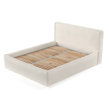 Krémová čalúnená dvojlôžková posteľ s úložným priestorom s roštom 180x200 cm Lounge L – Maison de Rêve – Obrázok 9