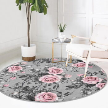 Svetloružovo-sivý prateľný okrúhly koberec vhodný pre robotické vysávače ø 80 cm Comfort – Mila Home – Obrázok 2