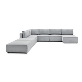 Svetlosivá menčestrová rohová pohovka (do tvaru "U"/variabilná) Nihad modular – Bobochic Paris - Image 5