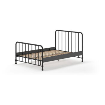Čierna kovová jednolôžková posteľ s roštom 140x200 cm BRONXX – Vipack - Image 2
