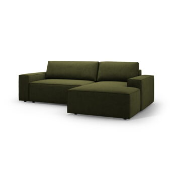 Tmavozelená rozkladacia rohová pohovka z textílie bouclé (pravý roh) Jodie – Micadoni Home – Obrázok 4