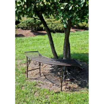 Čierno-tmavohnedá kovová záhradná lavica Fuego – Garden Pleasure – Obrázok 2