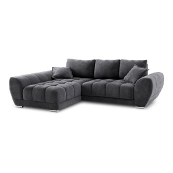 Tmavosivá rozkladacia rohová pohovka so zamatovým poťahom Windsor & Co Sofas Nuage, ľavý roh - Image 4