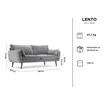 Žltá zamatová pohovka s čiernymi nohami Kooko Home Lento, 198 cm - Image 9