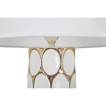Keramická stolová lampa s textilným tienidlom v bielo-zlatej farbe (výška 56 cm) Glam Carv – Mauro Ferretti - Image 3