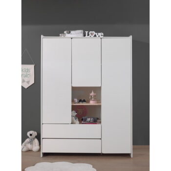 Biela detská šatníková skriňa Vipack Kiddy, 137,8 x 190 cm - Image 4