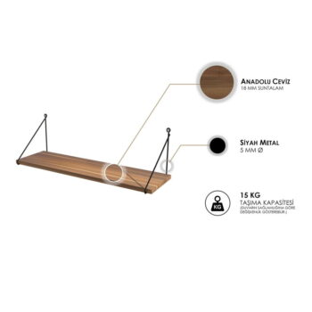 Polica v dekore orecha v prírodnej farbe 72 cm Armoni – Kalune Design - Image 4