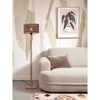 Stojacia lampa s bambusovým tienidlom v čierno-prírodnej farbe (výška 128 cm) Java – Good&Mojo – Obrázok 5