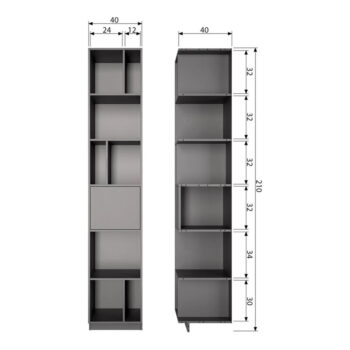 Čierna modulárna knižnica z borovicového dreva 40x210 cm Finca – WOOOD - Image 2