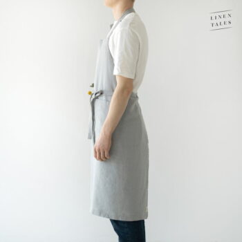 Svetlosivá ľanová zástera Linen Tales Chef, dĺžka 100 cm - Image 2