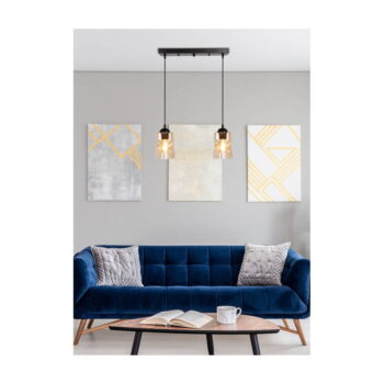 Čierne závesné svietidlo so skleneným tienidlom 10x44 cm Felis - Candellux Lighting - Image 10
