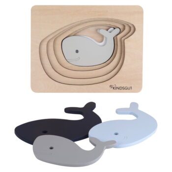 Drevené vkladacie puzzle Whale – Kindsgut - Image 3