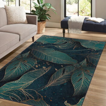 Prateľný koberec v petrolejovej farbe 160x230 cm Midnight Jungle – Mila Home - Image 2