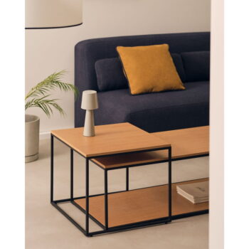 Okrúhle konferenčné stolíky s doskou v dubovom dekore v prírodnej farbe v súprave 2 ks 50x100 cm Yoana – Kave Home - Image 2