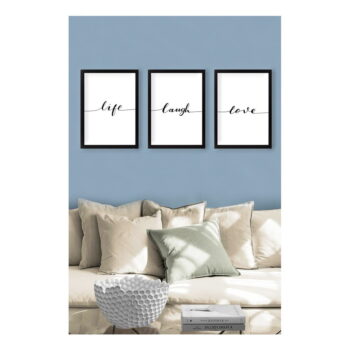 Súprava plagátov 3 ks v ráme 24x29 cm Life Laugh Love – Vavien Artwork – Obrázok 2