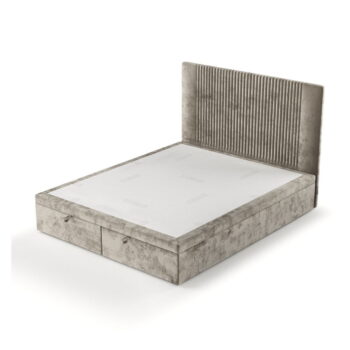 Béžová čalúnená dvojlôžková posteľ s úložným priestorom 200x200 cm Mavel – Maison de Rêve - Image 8