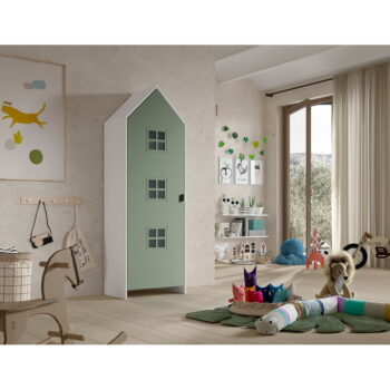 Zeleno-biela detská šatníková skriňa z borovicového dreva 37x172 cm Casami Bruges – Vipack - Image 2