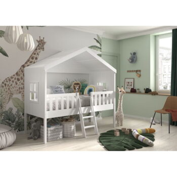 Biela domčeková vyvýšená detská posteľ 90x200 cm Housebed – Vipack - Image 2