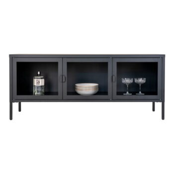Čierny kovový TV stolík 130x55 cm Brisbane – House Nordic - Image 4