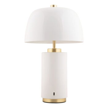 Biela LED stmievateľná stolová lampa s kovovým tienidlom (výška 30 cm) Freya – Leitmotiv - Image 3