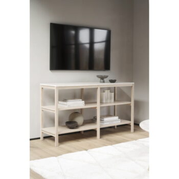 Hnedo-béžový konzolový stolík s doskou z kameňa 140x40 cm Orwel - Rowico - Image 4