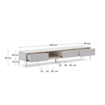 Biely TV stolík 195x35 cm Vedrana – Kave Home - Image 5