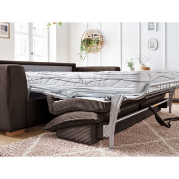 Hnedá menčestrová rozkladacia pohovka 225 cm Augustin – Bobochic Paris - Image 10