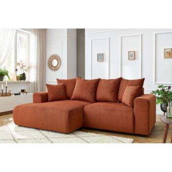 Oranžová zamatová rohová pohovka Enjoy – Bobochic Paris – Obrázok 8