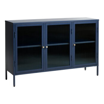 Modrá kovová vitrína Unique Furniture Bronco, výška 85 cm - Image 2