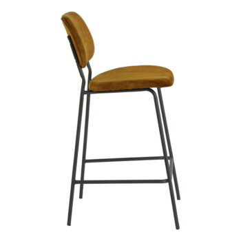 Zamatová barová stolička v horčicovej farbe 92 cm Emma - Light & Living – Obrázok 2