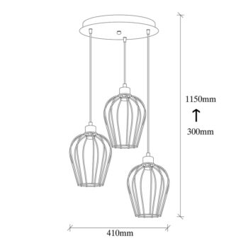 Čierne závesné svietidlo pre 3 žiarovky Opviq lights Tel - Image 3