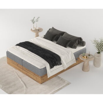Boxspring posteľ s úložným priestorom v sivo-prírodnej farbe 180x200 cm Faro – Maison de Rêve - Image 8