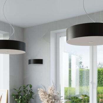 Čierne závesné svietidlo s textilným tienidlom ø 50 cm Herra – Nice Lamps - Image 2