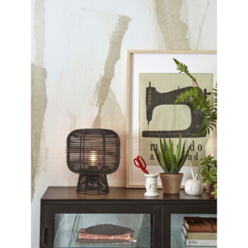 Čierna stolová lampa s ratanovým tienidlom (výška 30 cm) Tanami – Good&Mojo - Image 2