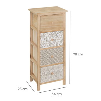 Vysoká komoda z masívu paulovnie v prírodnej farbe 34x78 cm – Casa Selección - Image 2