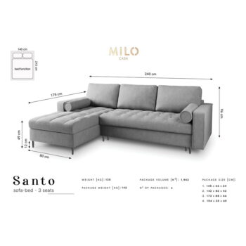 Béžová rozkladacia rohová pohovka Milo Casa Santo, ľavý roh - Image 7