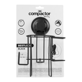 Čierny nástenný držiak pre fén Compactor Bestlock - Image 6