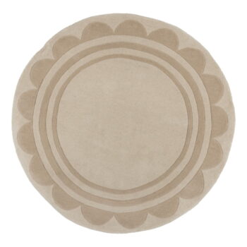 Ručne tkaný vlnený okrúhly koberec v prírodnej farbe ø 120 cm Lois Scallop – Flair Rugs