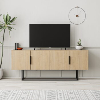 TV stolík v dekore duba v prírodnej farbe 140x55 cm Titan – Marckeric - Image 8