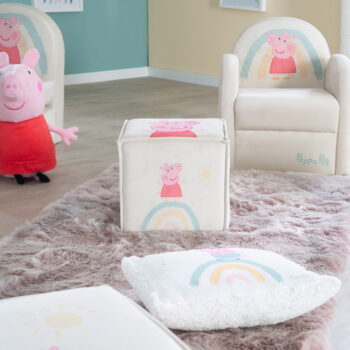 Biely zamatový detský puf Peppa Pig – Roba - Image 4