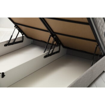 Svetlosivá čalúnená dvojlôžková posteľ s úložným priestorom a roštom 160x200 cm Vitalia – Kalune Design - Image 3