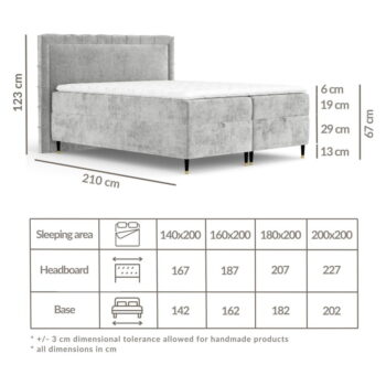 Tmavomodrá boxspring posteľ s úložným priestorom 180x200 cm Voyage – Maison de Rêve - Image 6