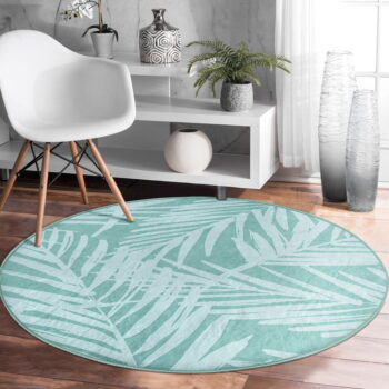 Tyrkysovomodrý prateľný okrúhly koberec vhodný pre robotické vysávače ø 80 cm Comfort – Mila Home - Image 5