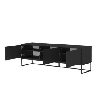 Čierny TV stolík s tromi dvierkami Tenzo Lipp, 176 x 57 cm - Image 9